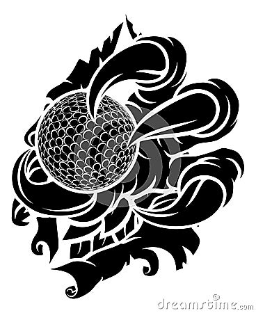 Tearing Ripping Claw Talons Holding Golf Ball Vector Illustration