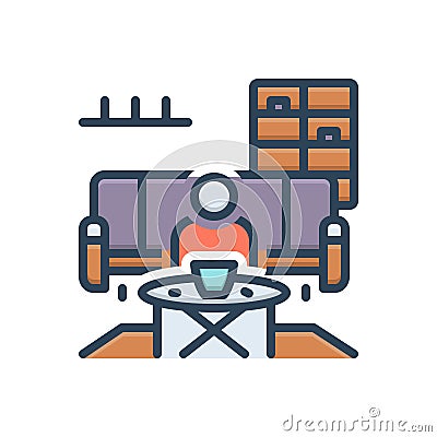 Color illustration icon for Tearoom, cafe and coffee Cartoon Illustration