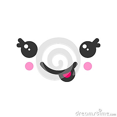 Tease with tongue kawaii cute emotion face, emoticon vector icon Vector Illustration