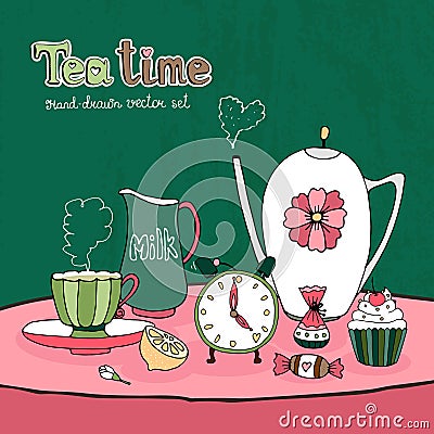 Teatime Party Card Vector Illustration