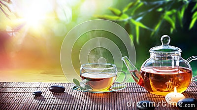 Teatime - Relax With Hot Tea Stock Photo