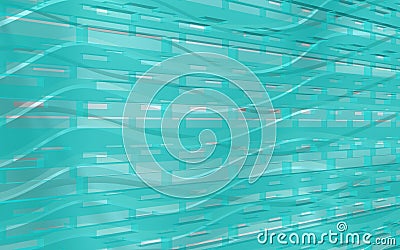 Blue Futuristic building of geometric structure with sensual waves Stock Photo