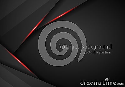 Tech black background with contrast red stripes. Abstract vector graphic brochure design Vector Illustration