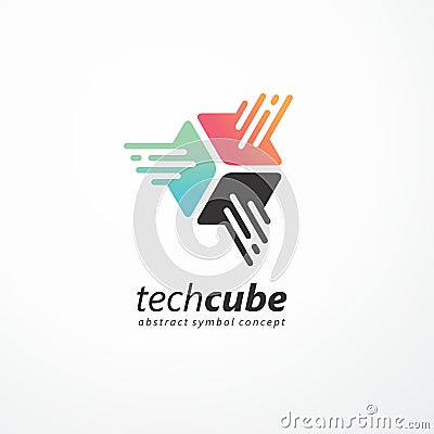 Tech cube logo design for internet technology business. Vector Illustration