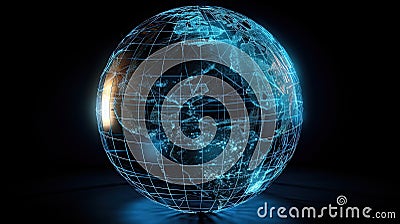 Tech and economy illustrated through an abstract globe focused on North America. Generative AI Stock Photo