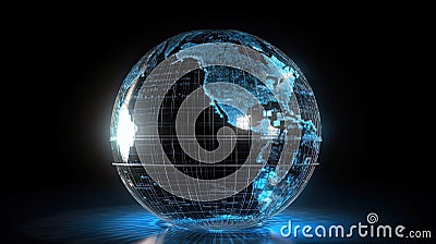Tech and economy illustrated through an abstract globe focused on North America. Generative AI Stock Photo