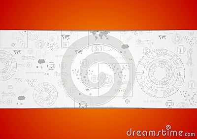 Tech engineering drawing abstract background Vector Illustration