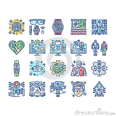 tech enthusiast geek nerd man icons hand drawn Vector Illustration
