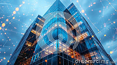 tech-forward architecture, cutting-edge office building boasting automation technology, symbolizing modern enterprises Stock Photo