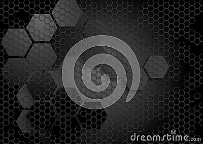 Tech geometric black background with hexagon Vector Illustration