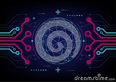 Artificial intelligence global computer digital tech communication network futuristic telecommunication abstract background Stock Photo
