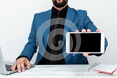 Tech Guru Selling Newly Developed Device, Teacher Confiscating Phone, Businessman Presenting Technological Advancement Stock Photo