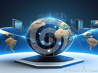 Tech Horizon: Global Infinity in Business Computing Stock Photo