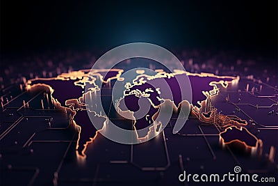 Tech infused. 3D world map background enhances modern themes dynamically Stock Photo