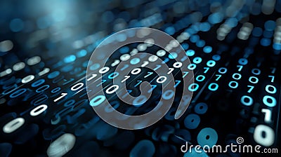 A tech-inspired effects background with binary code and circuit patterns Stock Photo
