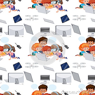 Tech kids leaning tools Vector Illustration