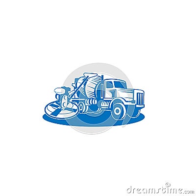 Concrete mixing truck vector. Flat design. Industrial transport. Construction machine. For construction theme illustrating. Vector Illustration