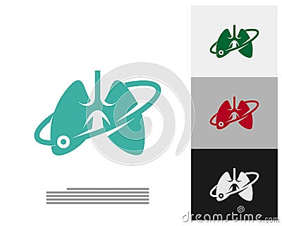 Tech with Lungs Logo Template Design Vector, Emblem, Design Concept, Creative Symbol, Icon Vector Illustration