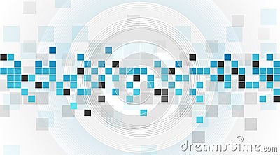 Tech minimal geometric abstract background with linear circles and squares mosaic Vector Illustration