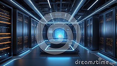 Tech Reverie: QuantumQuotient's 3D Alchemy of Data's Future. AI generate Stock Photo