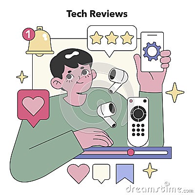 Tech Reviews theme. Flat vector illustration Vector Illustration