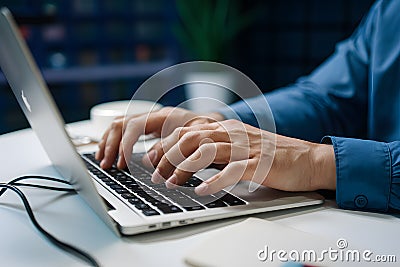 Tech savvy typing mans hands proficiently operate PC keyboard Stock Photo