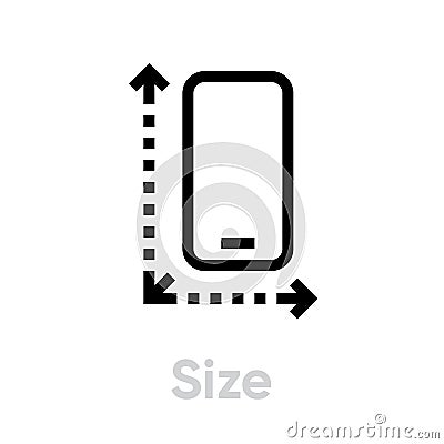 Tech specs size phone icon. Editable line vector. Vector Illustration