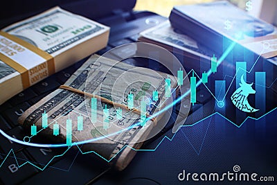 Tech Stock Investments Growing In Equity From A Bull Market Run And Good Earning News Stock Photo