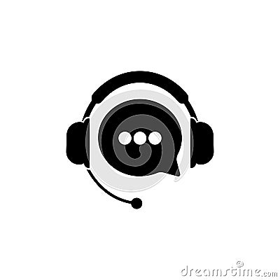 Tech support, call center or gear with headphones icon on an isolated white background. EPS 10 vector Vector Illustration