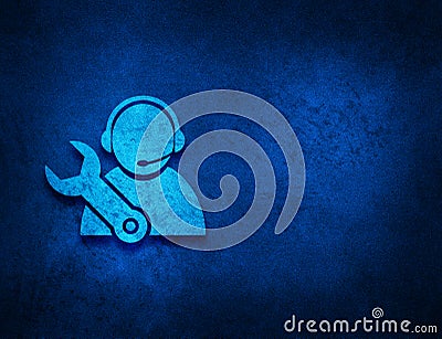 Tech support icon artistic abstract blue grunge texture background Cartoon Illustration