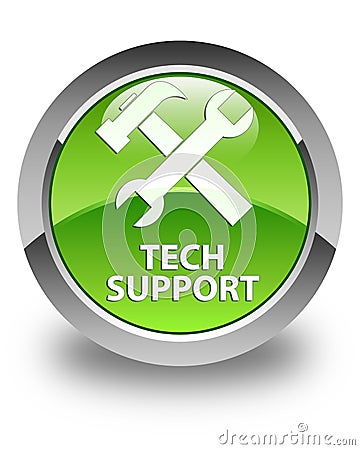 Tech support (tools icon) glossy green round button Cartoon Illustration