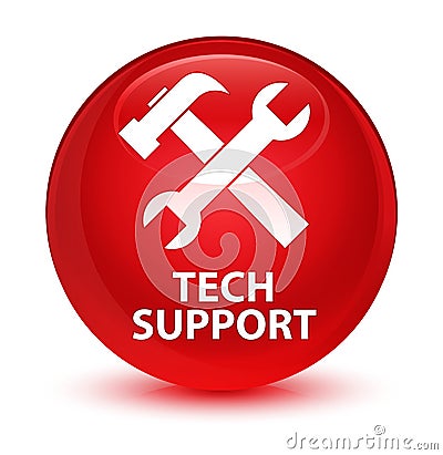 Tech support (tools icon) glassy red round button Cartoon Illustration