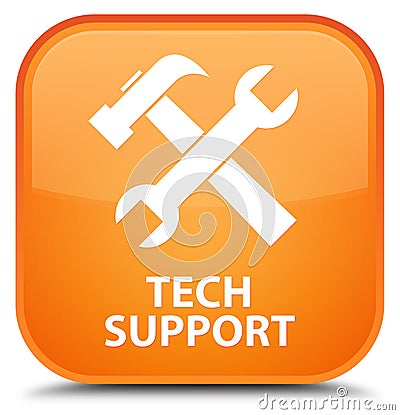 Tech support (tools icon) special orange square button Cartoon Illustration