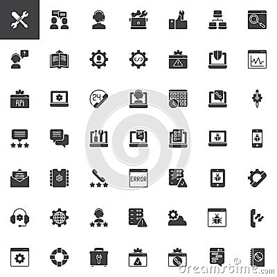 Tech support vector icons set Vector Illustration