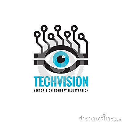 Tech vision - vector logo template concept illustration. Abstract human eye creative sign. Vector Illustration