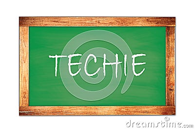 TECHIE text written on green school board Stock Photo