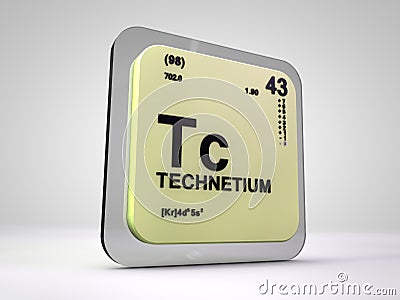 Technetium - Tc - chemical element periodic table Stock Photo