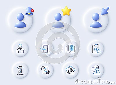 Technical algorithm, Lighthouse and Enterprise line icons. For web app, printing. Vector Vector Illustration