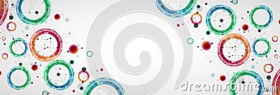 Technical background with plexus effect and made of techno circles Vector Illustration