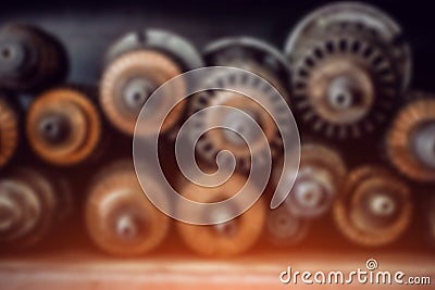 Technical blurred background. Generator gears and windings Stock Photo
