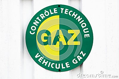 Technical control symbol for gas vehicles in France Editorial Stock Photo