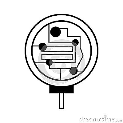 technical data processor linear Cartoon Illustration