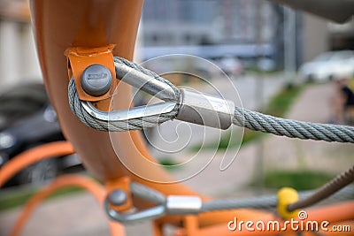 Technical design of the playground decoration. Close-up of the mountings Stock Photo
