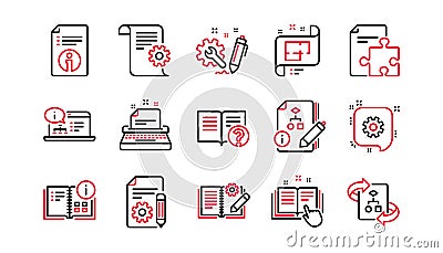 Technical documentation line icons. Instruction, Plan and Manual. Linear icon set. Vector Vector Illustration