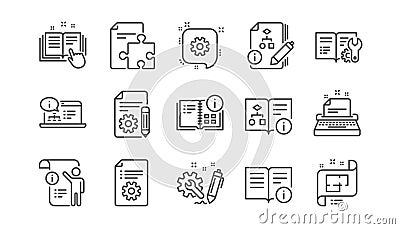 Technical documentation line icons. Instruction, Plan and Manual. Linear icon set. Vector Vector Illustration