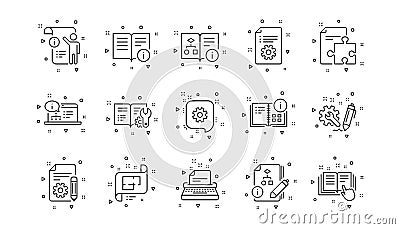 Technical documentation line icons. Instruction, Plan and Manual. Linear icon set. Vector Vector Illustration