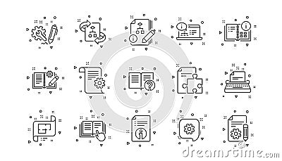 Technical documentation line icons. Instruction, Plan and Manual. Linear icon set. Vector Vector Illustration
