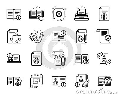 Technical Documentation line icons. Set of Instruction, Plan and Manual. Vector Vector Illustration