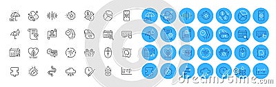 Technical documentation, Medical calendar and Vr line icons pack. For web app. Color icon buttons. Vector Vector Illustration