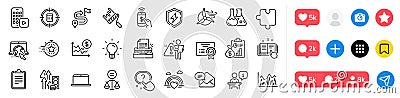 Technical documentation, New mail and Journey line icons pack. For web app. Social media icons. Vector Vector Illustration